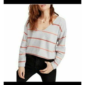 Free People Grey Stripe Combo Sweater XS Long Sleeves Very Soft Lightweight